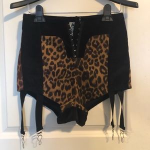 Unif High Waisted Leopard Garter Shorts. Rare.